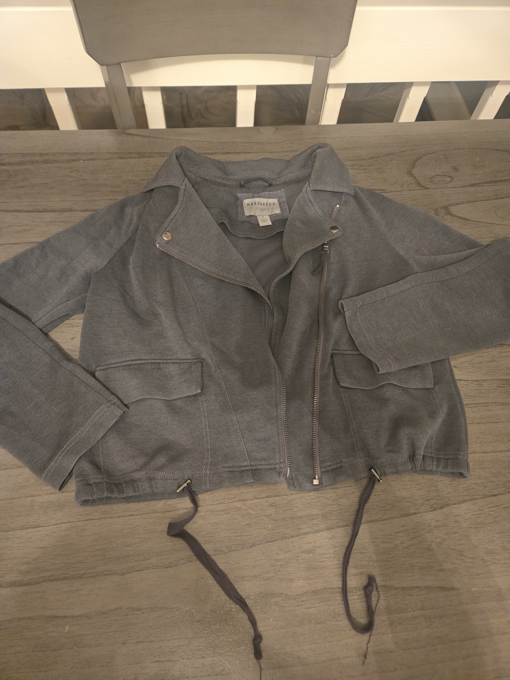 Worthington Women's Gray Zip Utility Jacket with Drawstring Hem